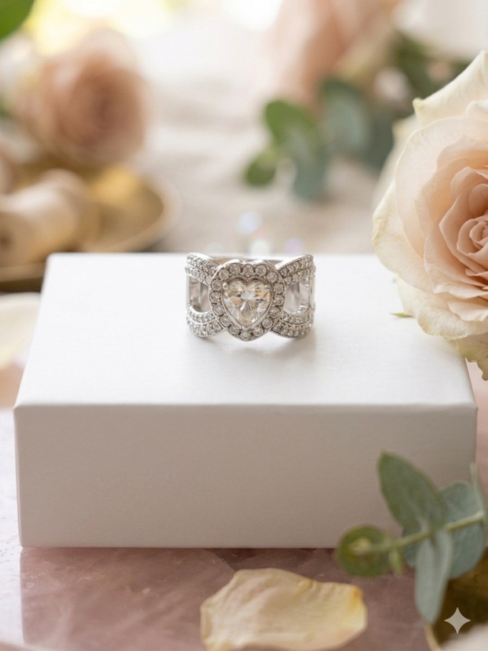 paparazzi Silver Heart Halo Ring with Clear Crystal